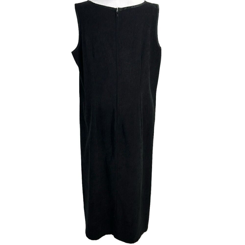 Positive Attitude Petite Maxi Dress Sz 18 Black Red Patch Microsuede VTG - Picture 4 of 11
